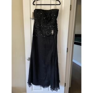 Alfred Angelo Black Sequin Encrusted Ruched Bodice Formal Gown Dress 16W NEW NWT